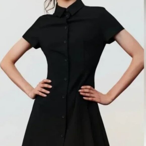 ZARA: Black Mini Shirt Dress - Picture 3 of 4